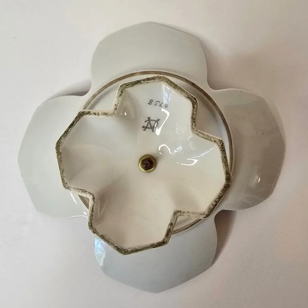Camille Naudot Porcelain Footed Plate Tidbit Dish Cake French Antique Floral